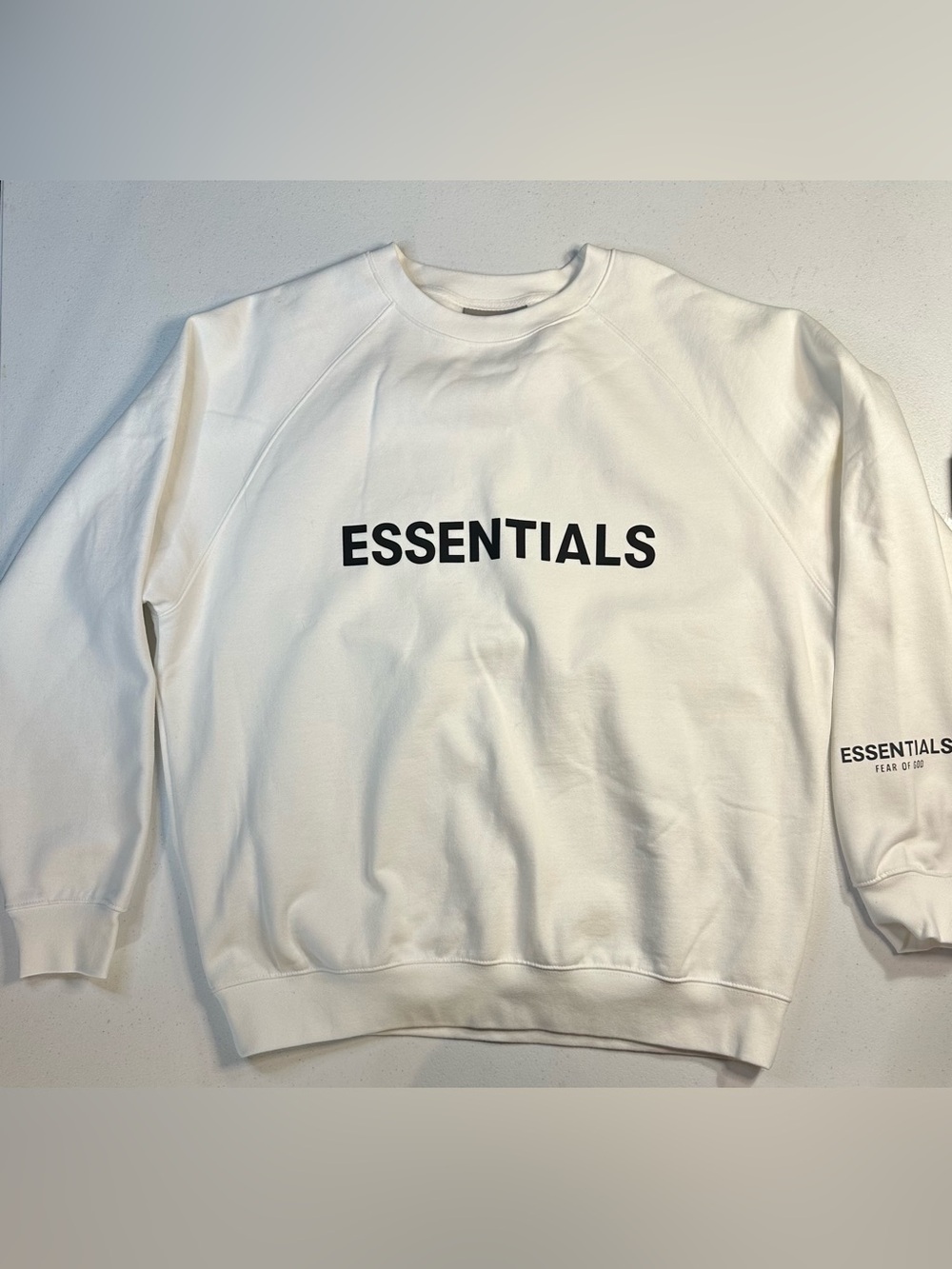 Fear of God Essentials Crewneck Sweatshirt White Logo XL Raglan Streetwear
